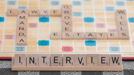 Scrabble board with words Interview Lawyer Amanda Groves Wills & Estates 